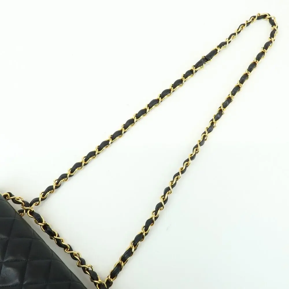 Chanel Jumbo Matelasse 34 Lambskin Leather Flap Bag Black